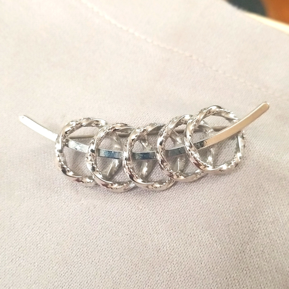 SONIC SPACE Style SILVER tone metal pin Vintage